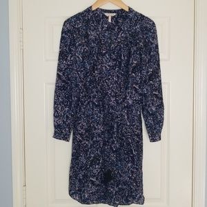 Rebecca Taylor Blue Print Silk Dress w Tassels
